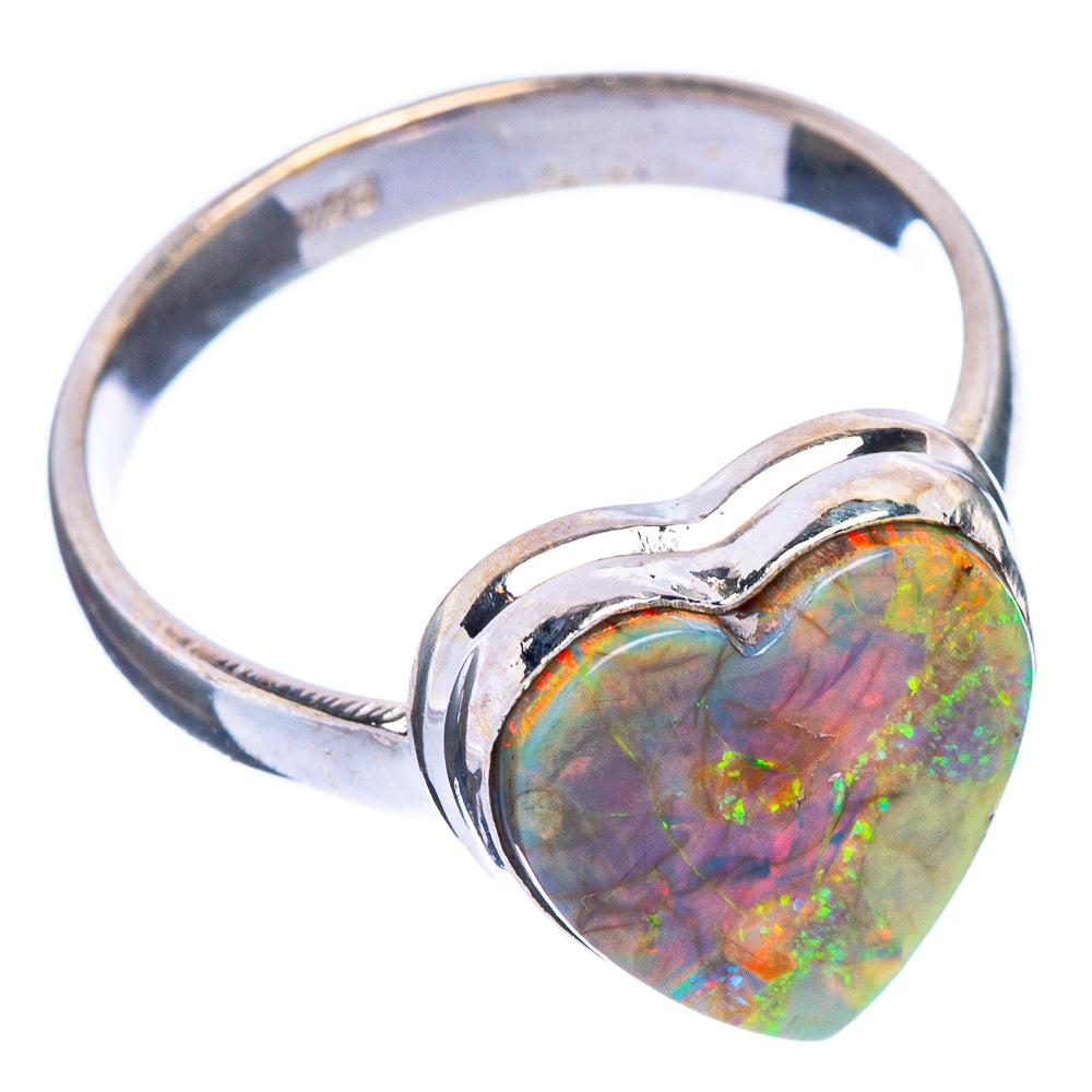 Rare Sterling Opal Heart Ring Size 8 (925 Sterling Silver) R147191