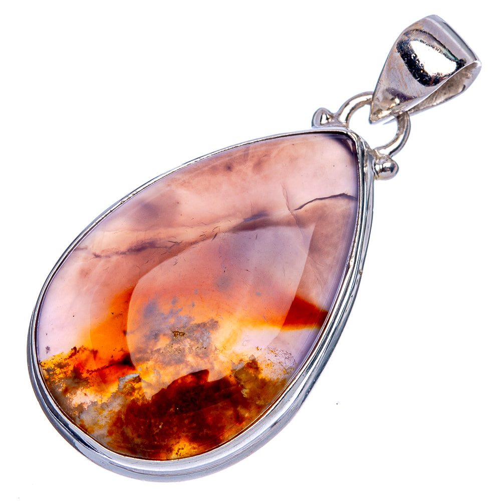 Plume Agate Pendant 1 5/8" (925 Sterling Silver) P40291