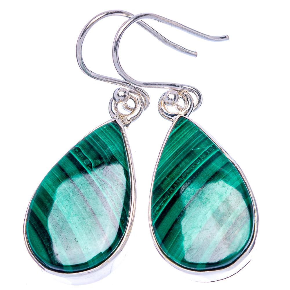 Malachite Earrings 1 3/8" (925 Sterling Silver) E1133