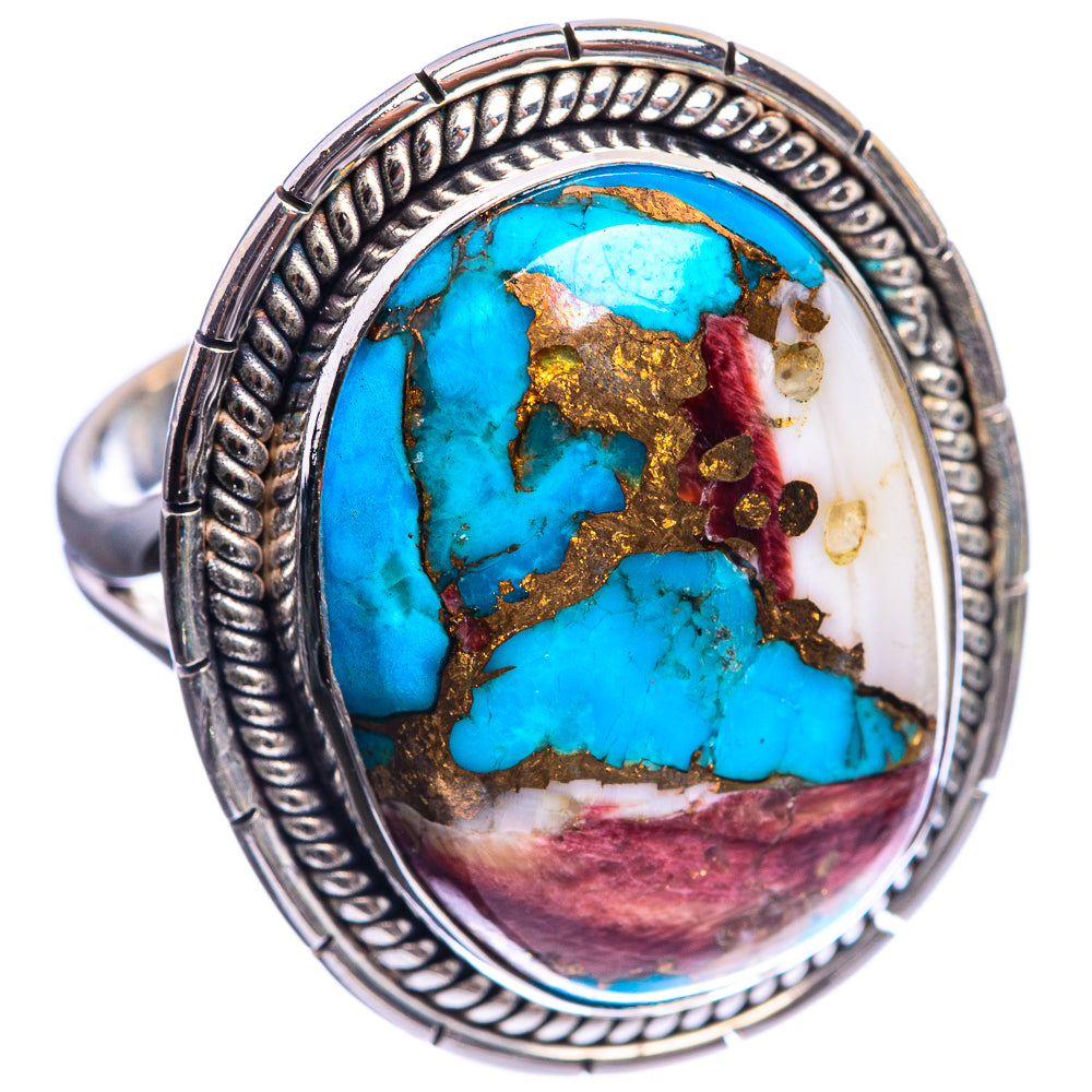 Huge Spiny Oyster Turquoise 925 Sterling Silver Ring Size 11