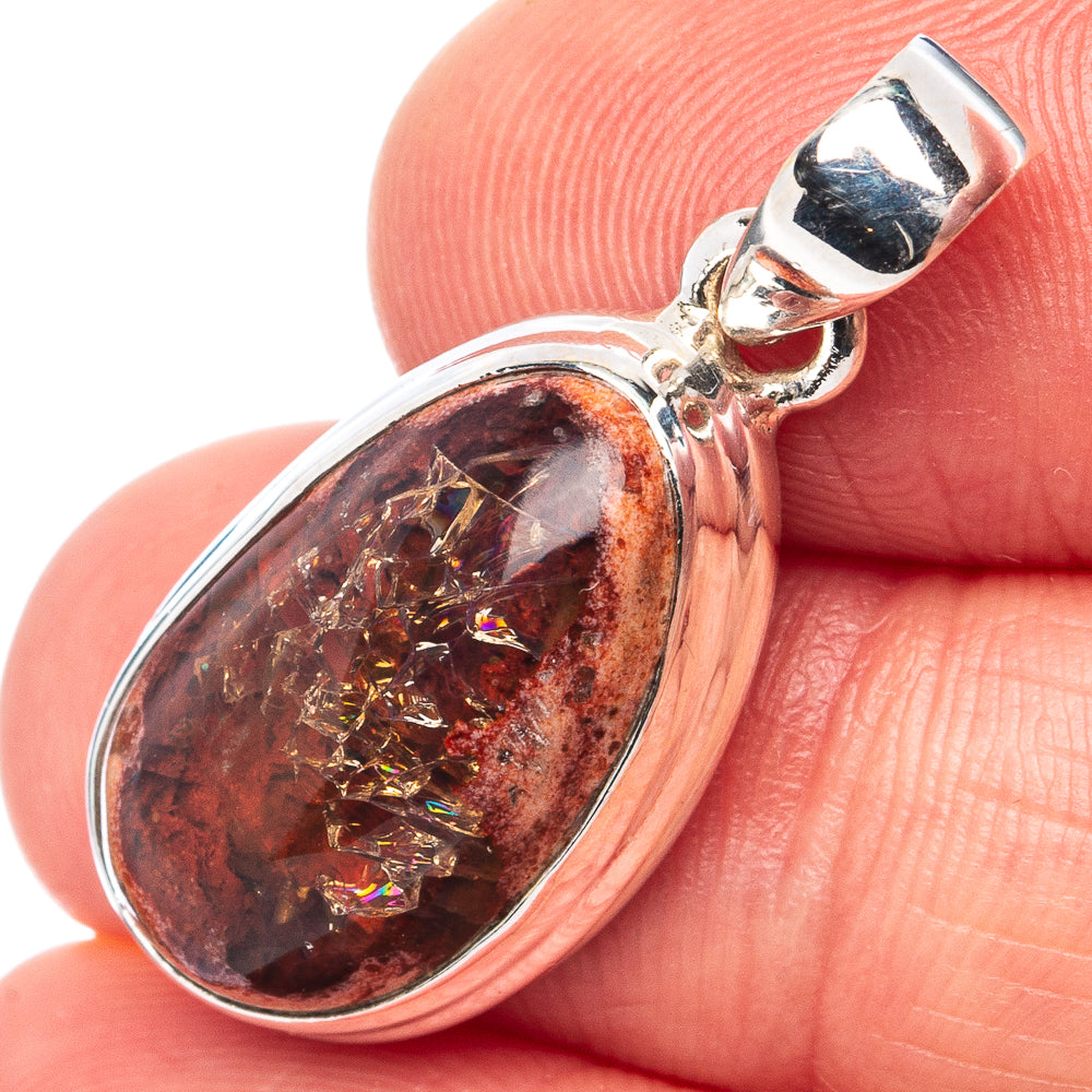 Rare Mexican Fire Opal Pendant 1 1/8" (.925 Sterling Silver)