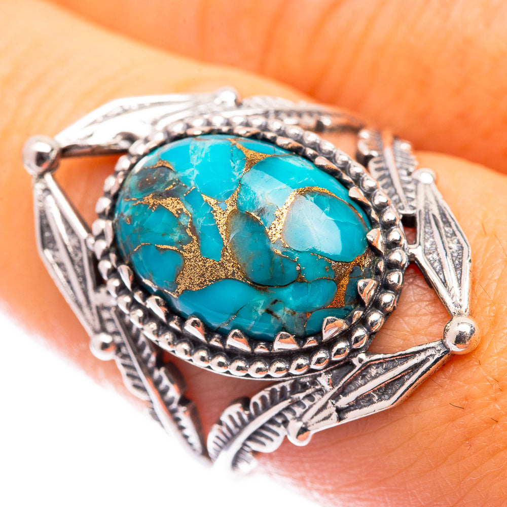 Blue Copper Composite Turquoise Ring Size 8.25 (925 Sterling Silver) R140879