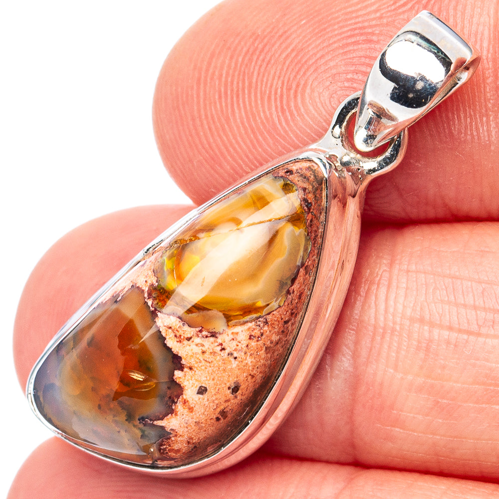 Rare Mexican Fire Opal Pendant 1 3/8" (.925 Sterling Silver)