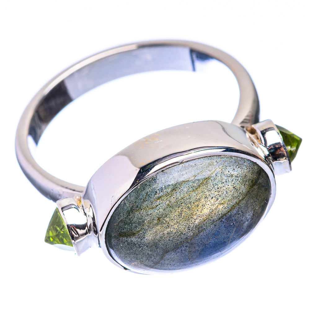 Premium Labradorite, Peridot Ring Size 7 (925 Sterling Silver) R141850