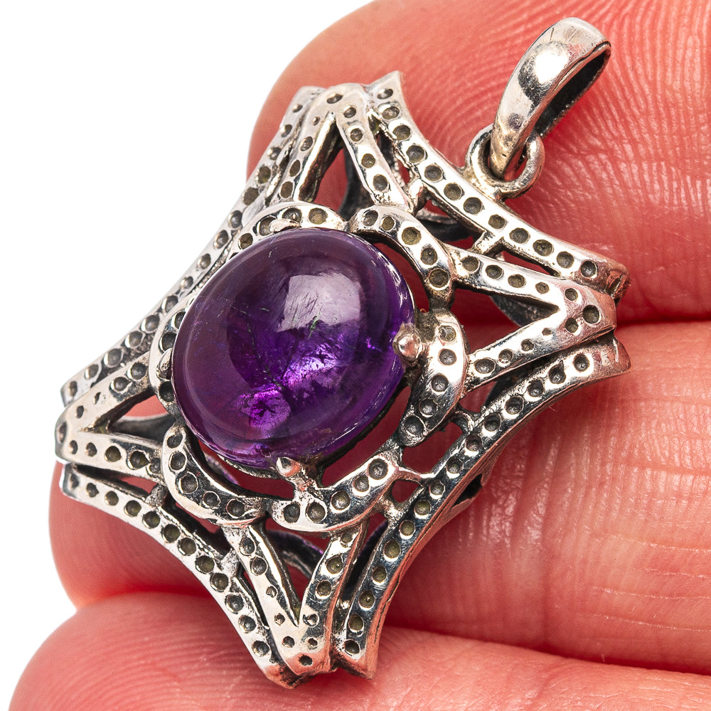 Amethyst Pendant 1 1/8" (.925 Sterling Silver)