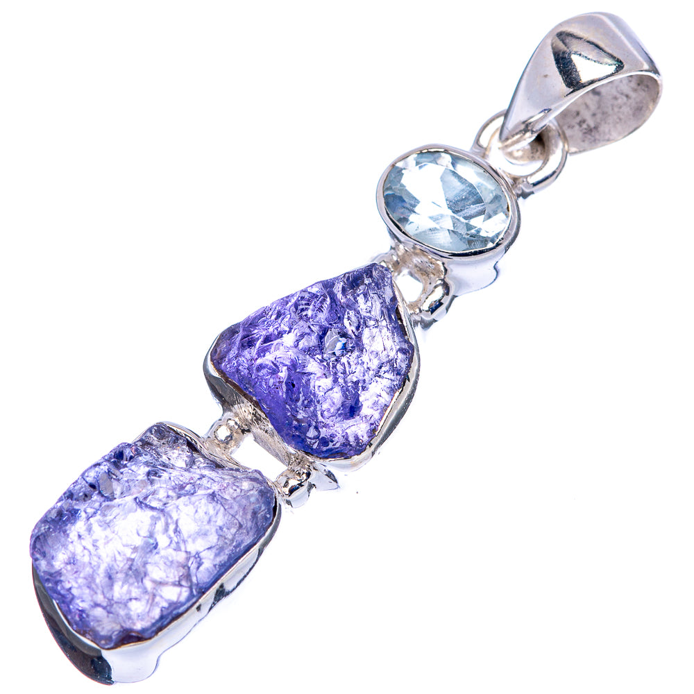 Tanzanite, Blue Topaz Pendant 1 5/8" (.925 Sterling Silver)