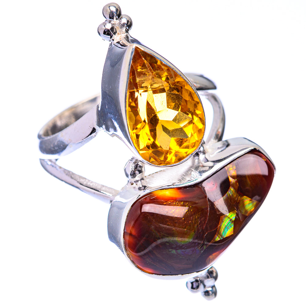Mexican Fire Agate, Citrine Ring Size 7 (925 Sterling Silver) R141550