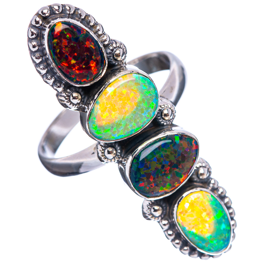Premium Synthetic Opal Ring Size 11 (.925 Sterling Silver)