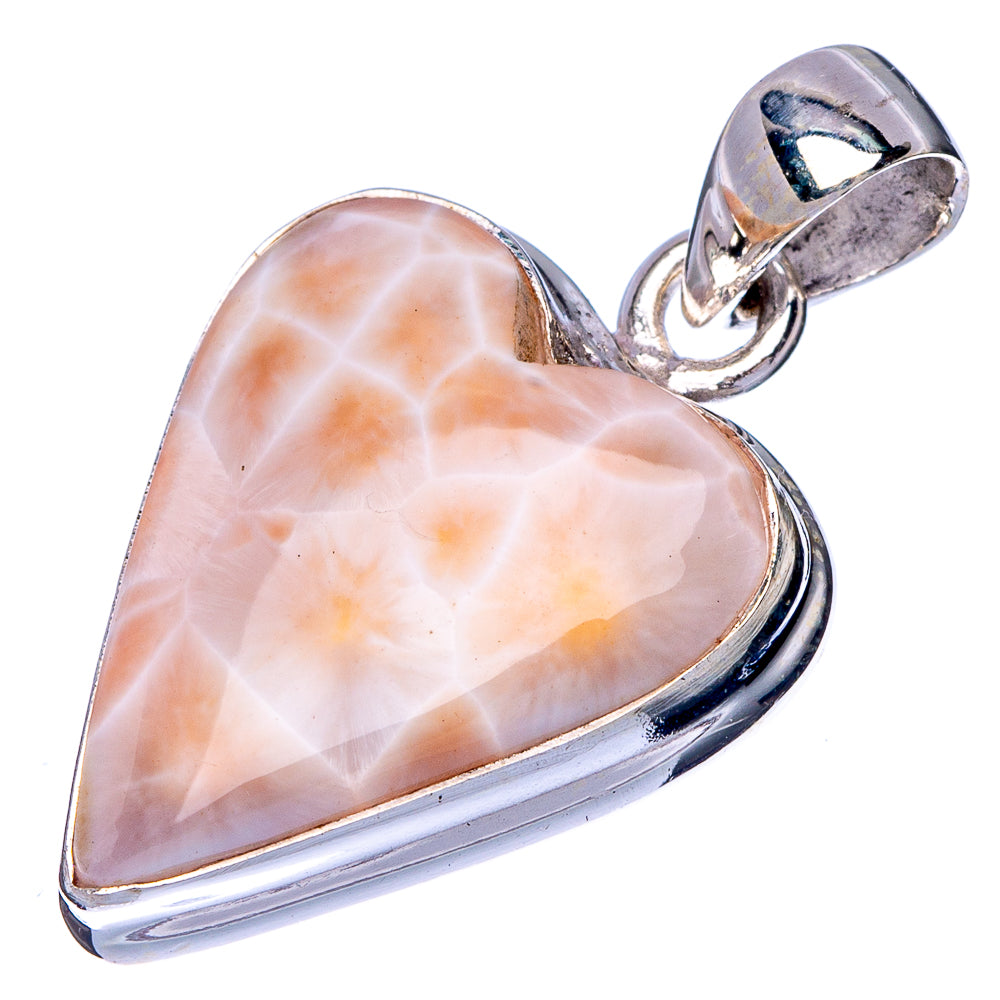 Natrolite Heart Pendant 1 1/4" (925 Sterling Silver) P40972