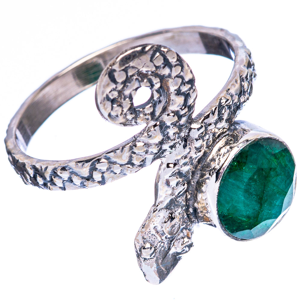 Value Green Sillimanite Snake Ring Size 7.5 (925 Sterling Silver) R3259