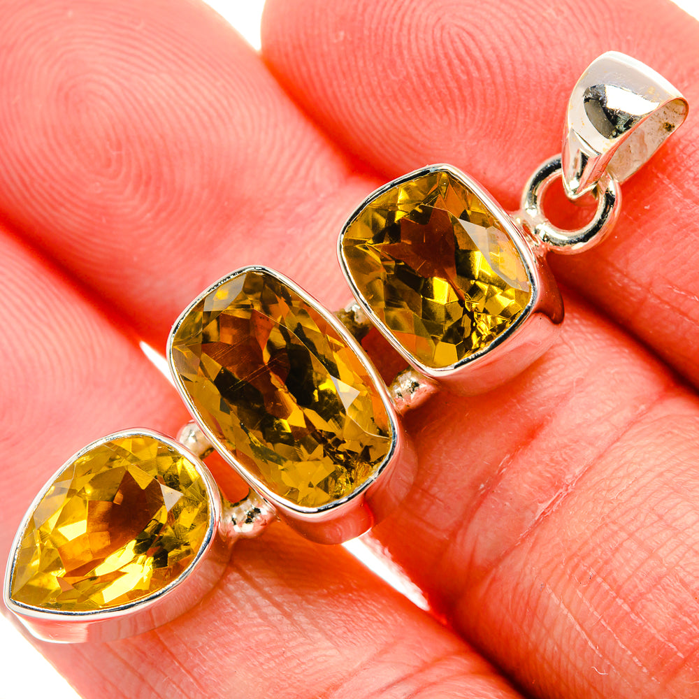 Faceted Citrine Pendant 1 3/4" (925 Sterling Silver) PD38084