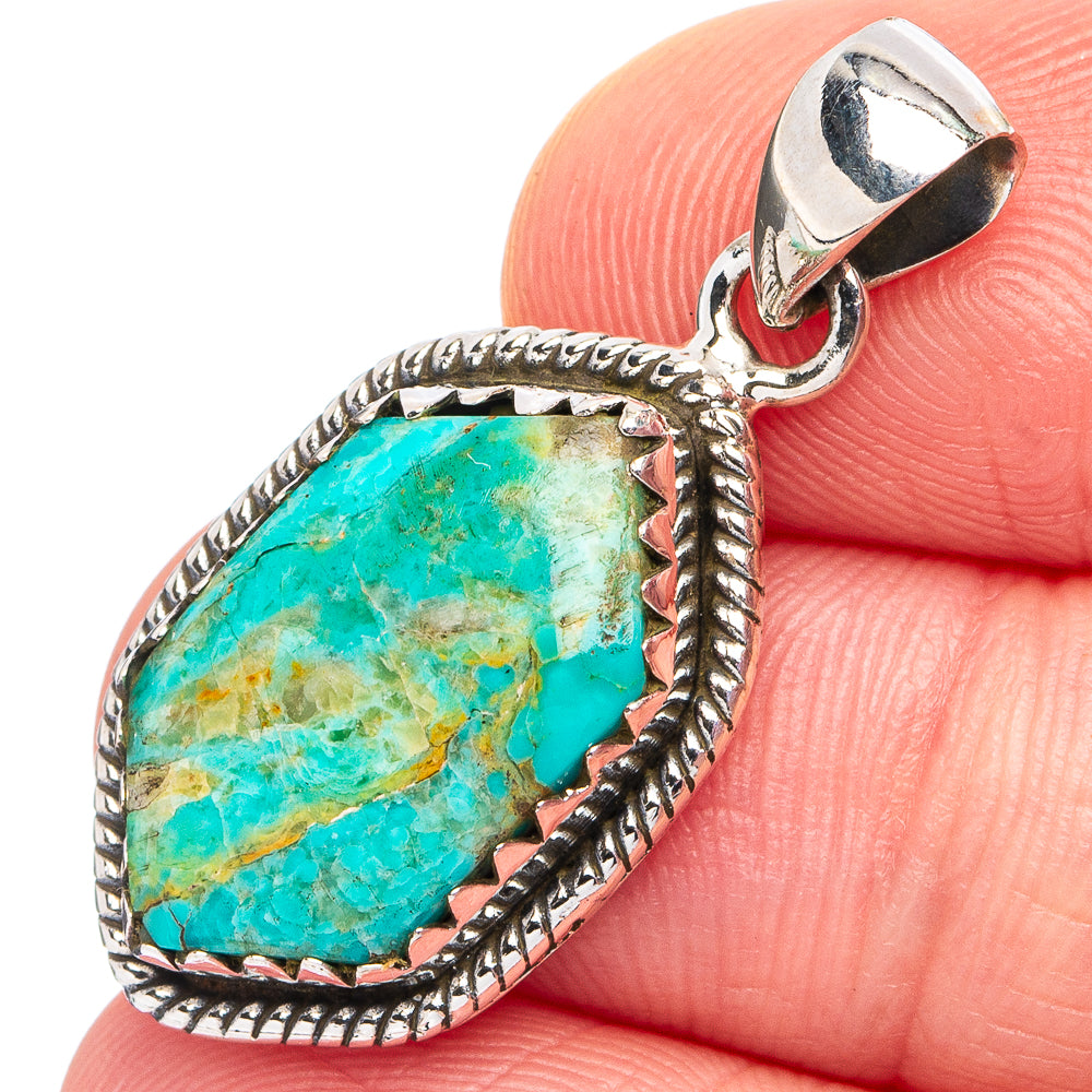 Rare Kingman Turquoise Pendant 1 3/8" (.925 Sterling Silver)