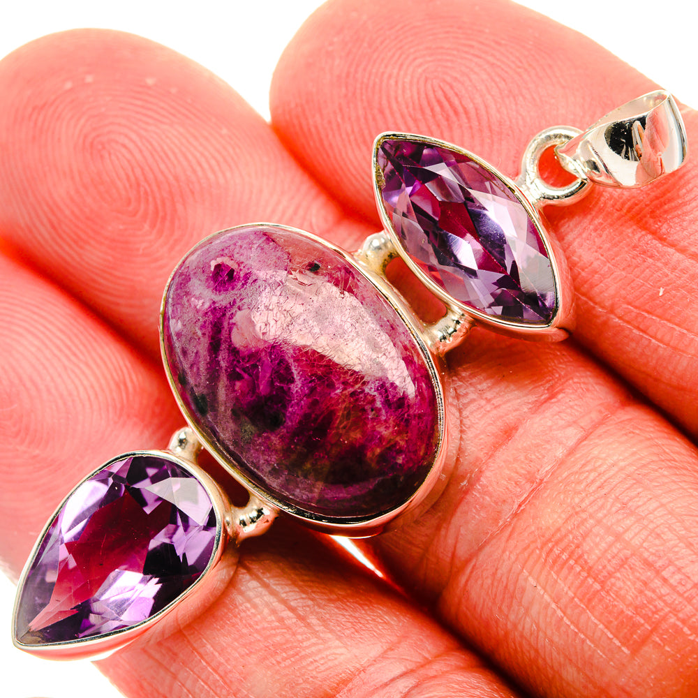 Ruby, Amethyst Pendant 2 1/8" (925 Sterling Silver) PD37888