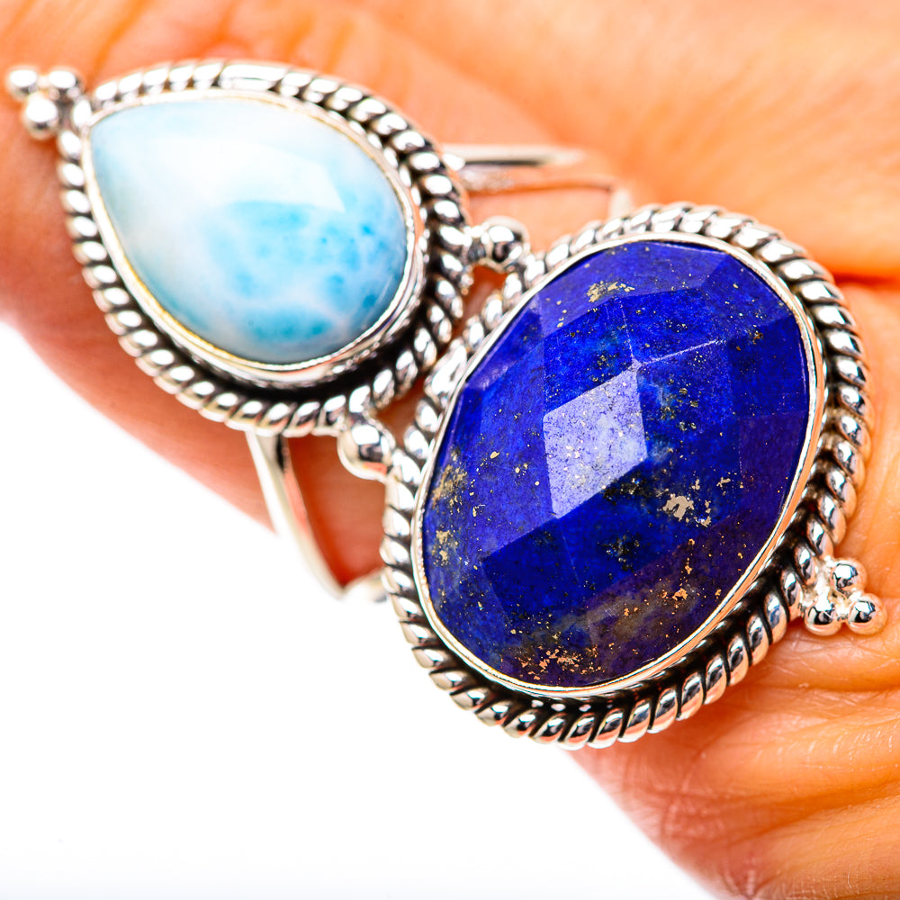 Large Lapis Lazuli, Larimar Ring Size 8.75 (925 Sterling Silver) RING139098