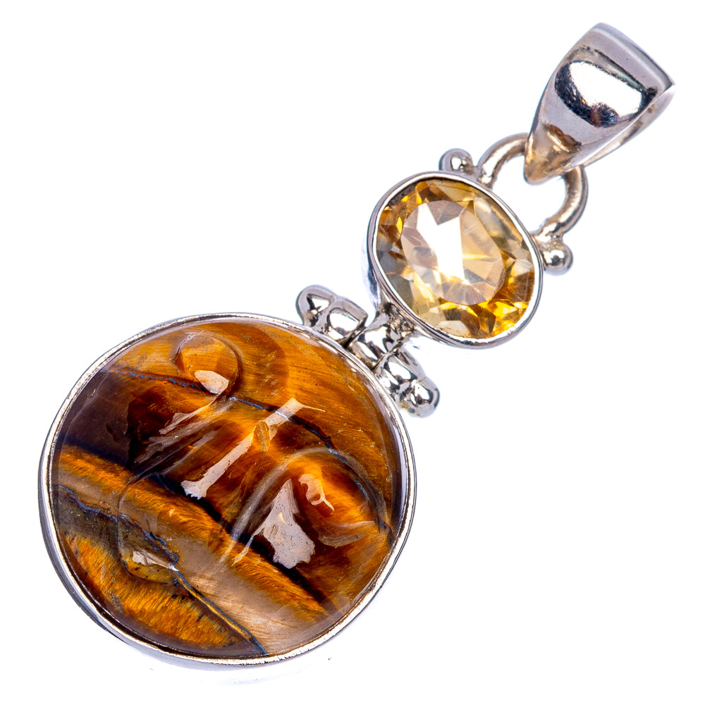 Tiger Eye, Citrine Pendant 1 5/8" (925 Sterling Silver) P40292