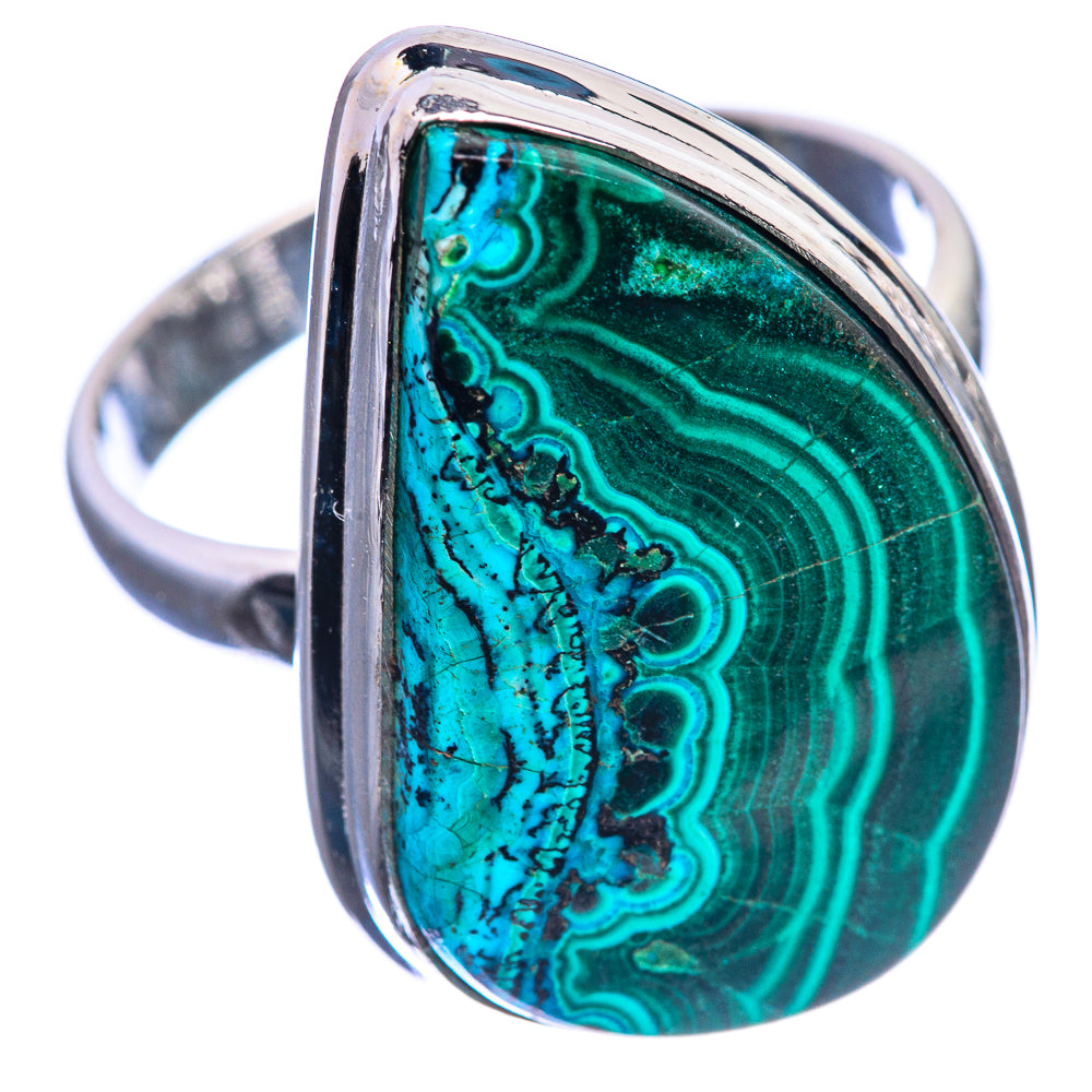 Malachite In Chrysocolla 925 Sterling Silver Ring Size 9