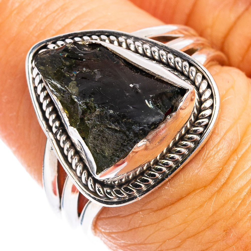 Rare Moldavite Ring Size 6.5 (.925 Sterling Silver)