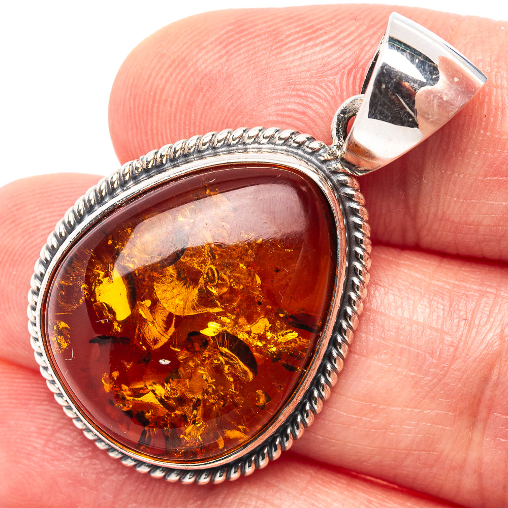 Baltic Amber Pendant 1 1/2" (.925 Sterling Silver)