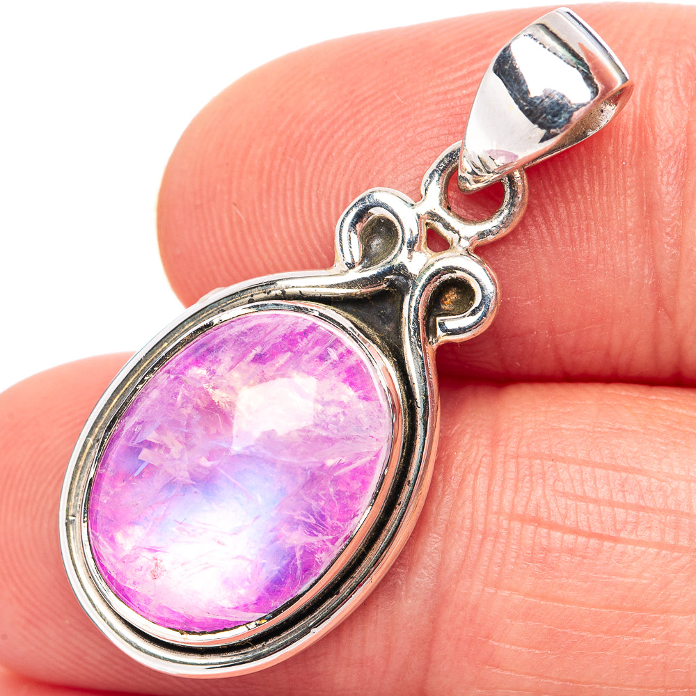 Pink Moonstone Pendant 1 1/4" (.925 Sterling Silver)
