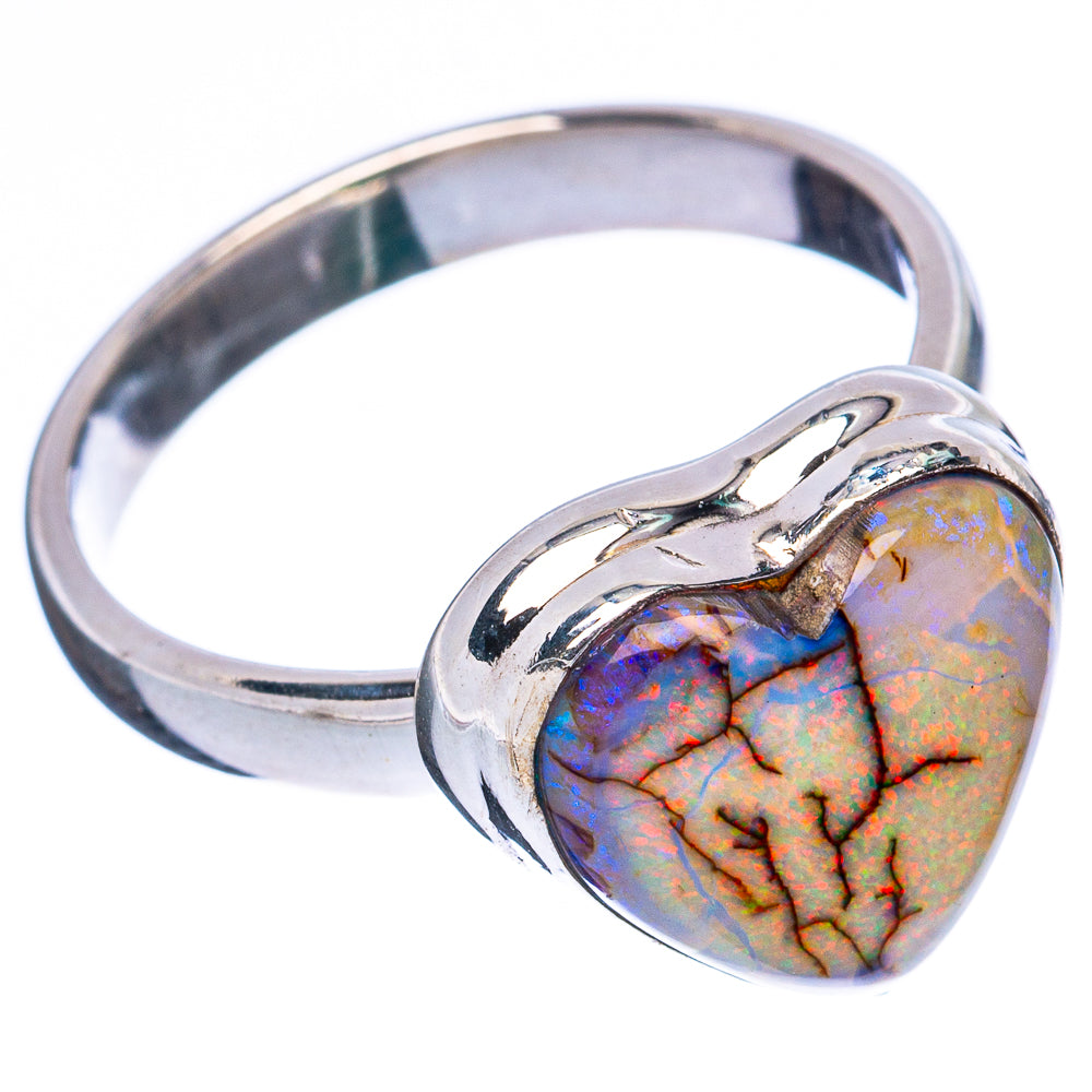 Rare Sterling Opal Heart Ring Size 8.25 (925 Sterling Silver) R3369