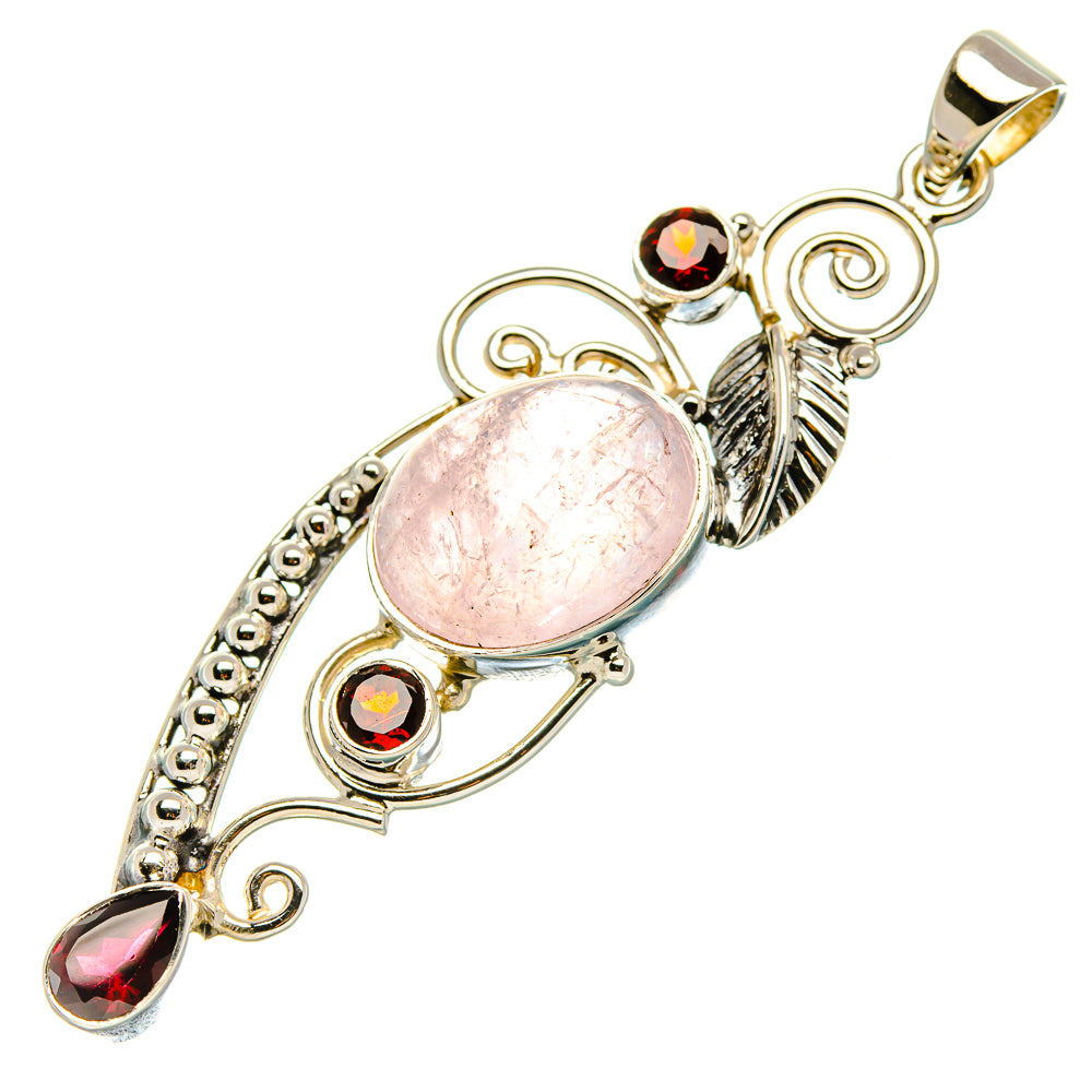 Signature Morganite, Garnet Pendant 2 1/2" (925 Sterling Silver) PD37850