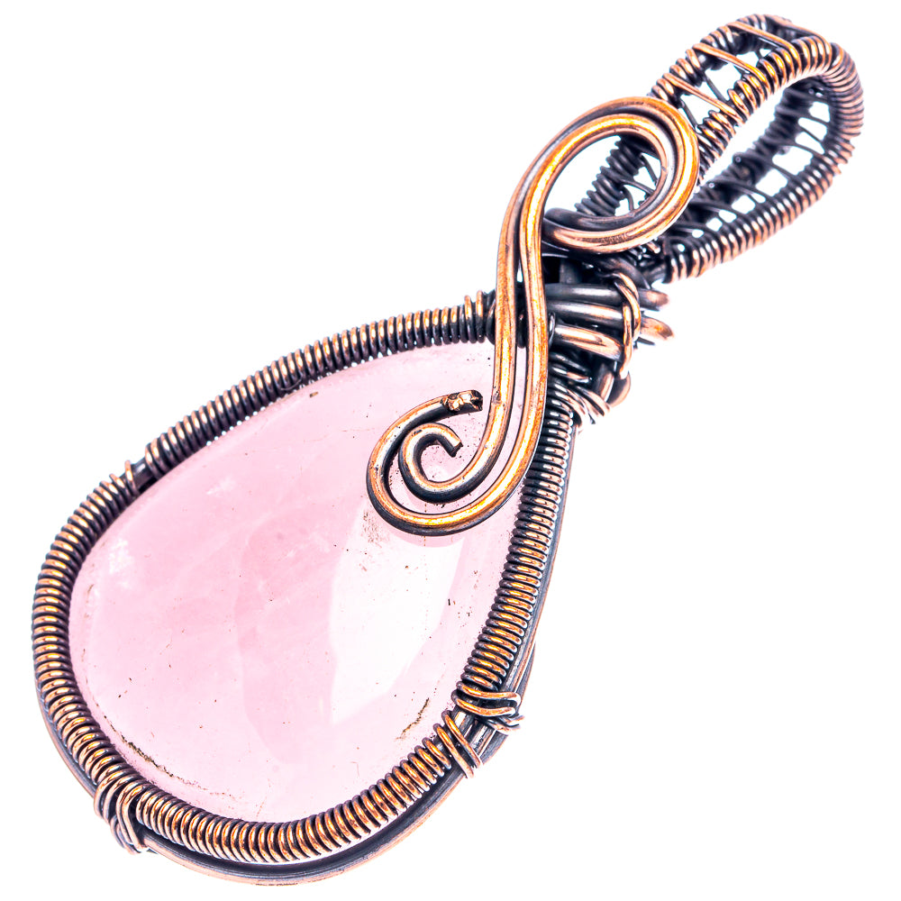 Rose Quartz Wire Wrap Pendant 2 1/4" (Oxidized Copper)