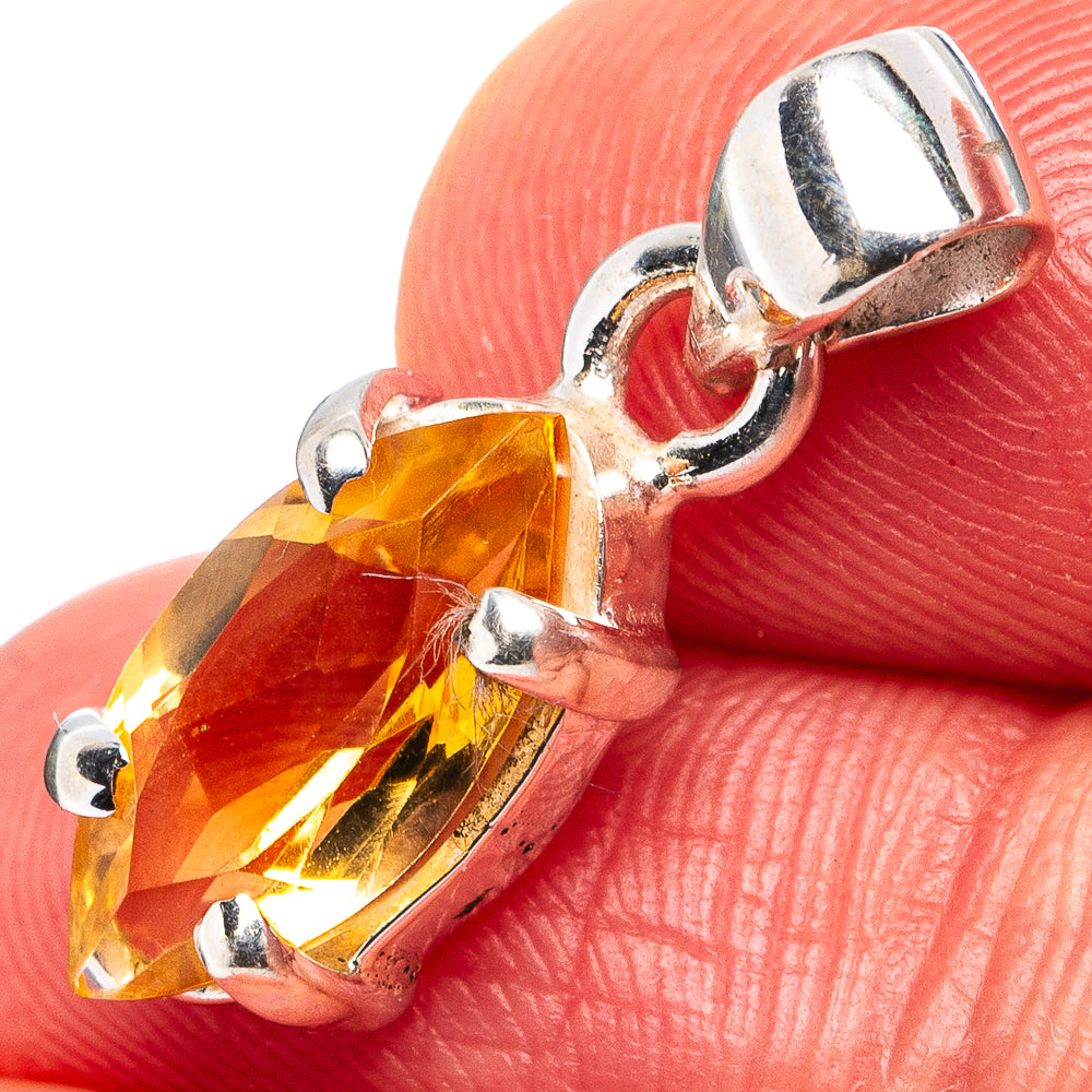Faceted Citrine Dainty Pendant 7/8" (.925 Sterling Silver)