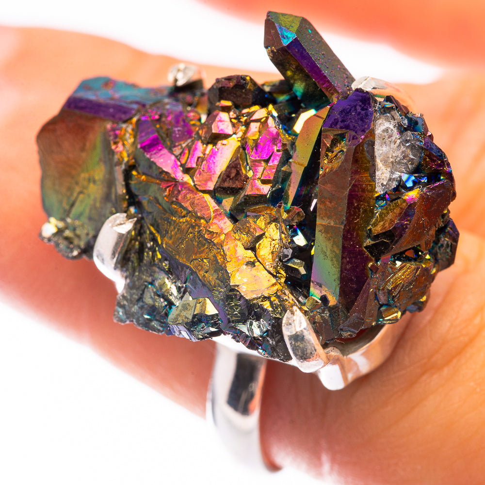Large Titanium Sunshine Druzy Ring Size 6.25 (925 Sterling Silver) R141451