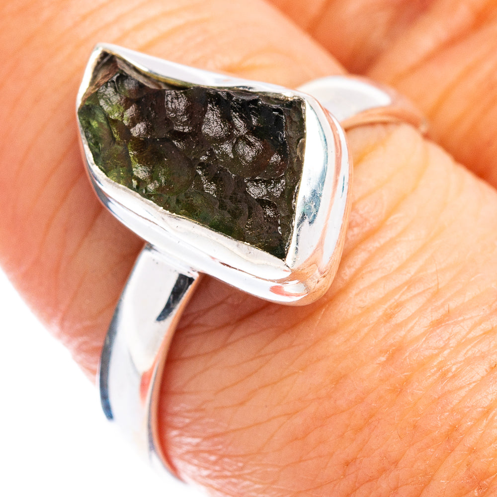 Rare Czech Moldavite Ring Size 9 (.925 Sterling Silver)