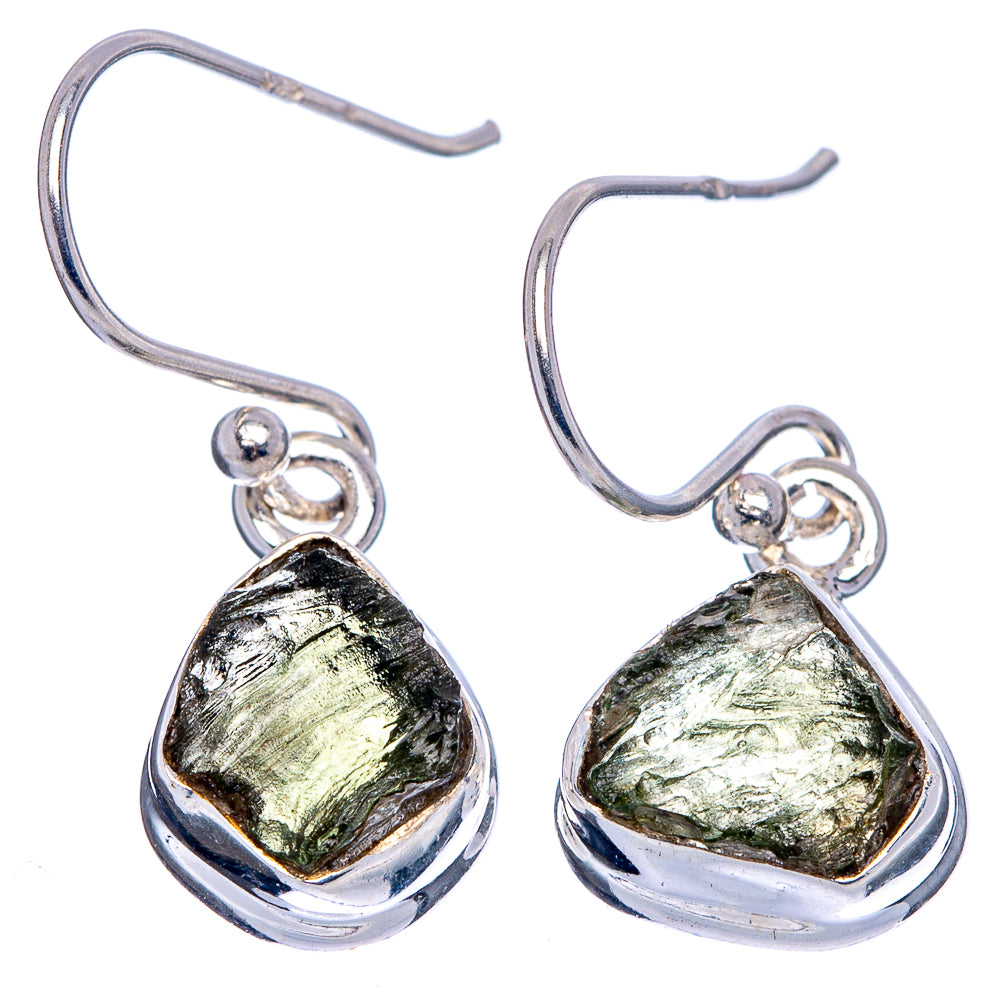 Rare Moldavite Earrings 1" (.925 Sterling Silver)