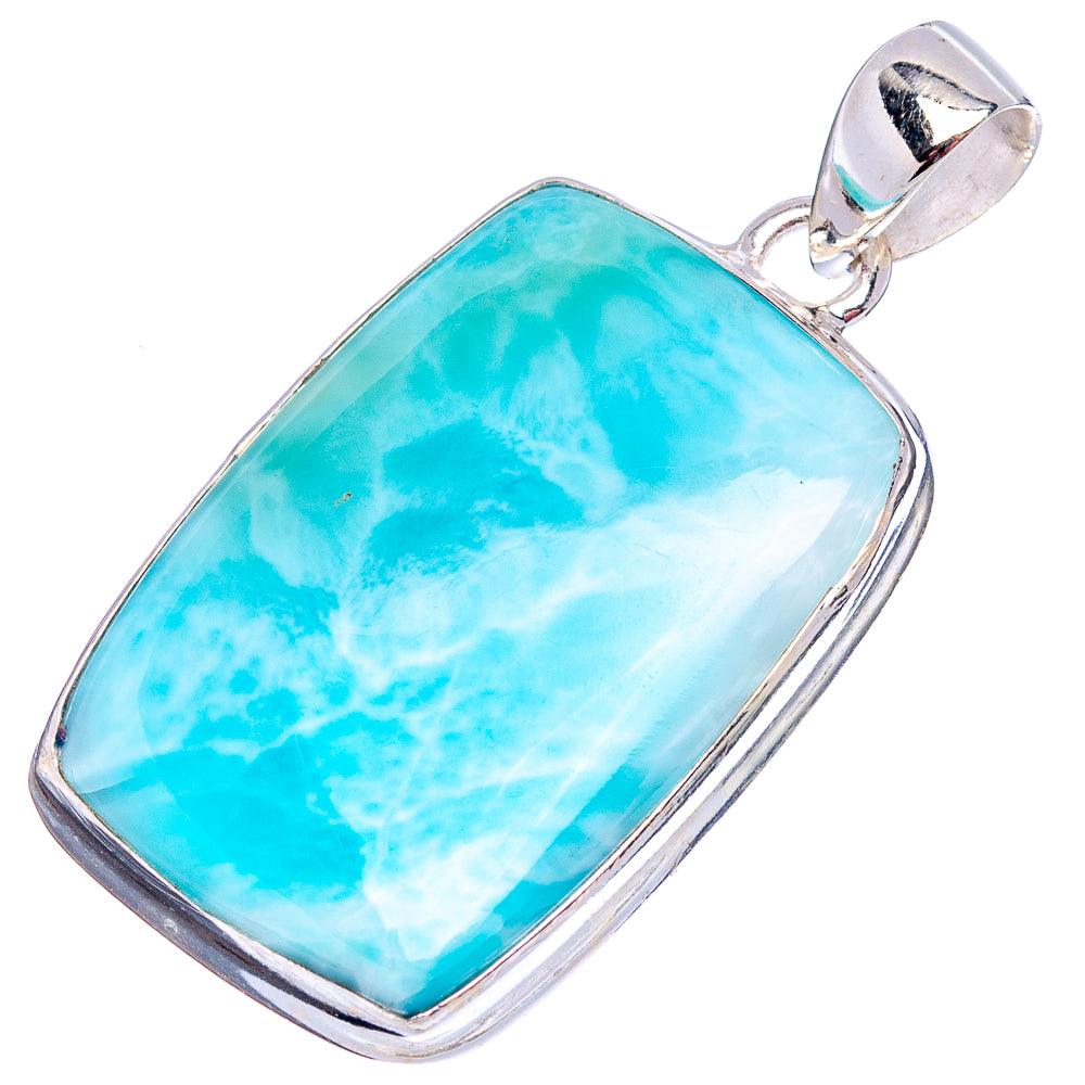 Rare Larimar Pendant 1 5/8" (.925 Sterling Silver)