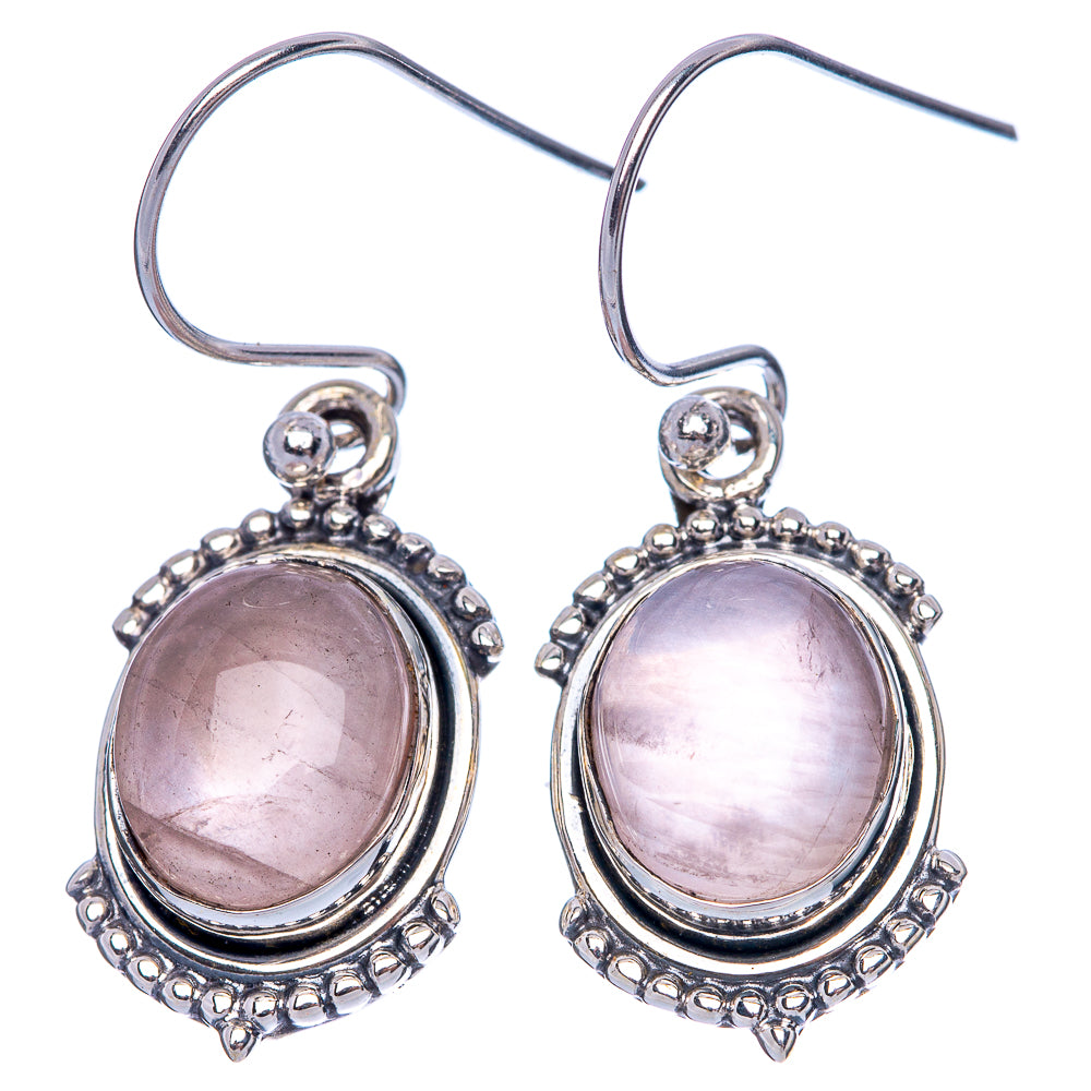 Rose Quartz Dainty Earrings 1 3/8" (925 Sterling Silver) E2017