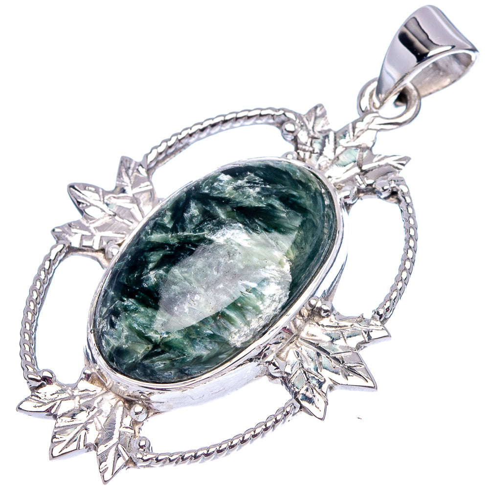 Premium Seraphinite Pendant 1 3/4" (.925 Sterling Silver)