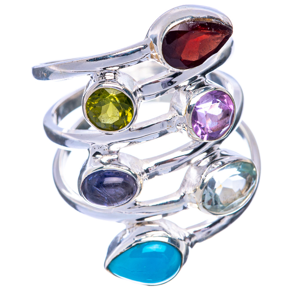 Large Garnet, Peridot, Amethyst, Tanzanite, Blue Topaz, Sleeping Beauty Turquoise Ring Size 8.75 (925 Sterling Silver) R144940