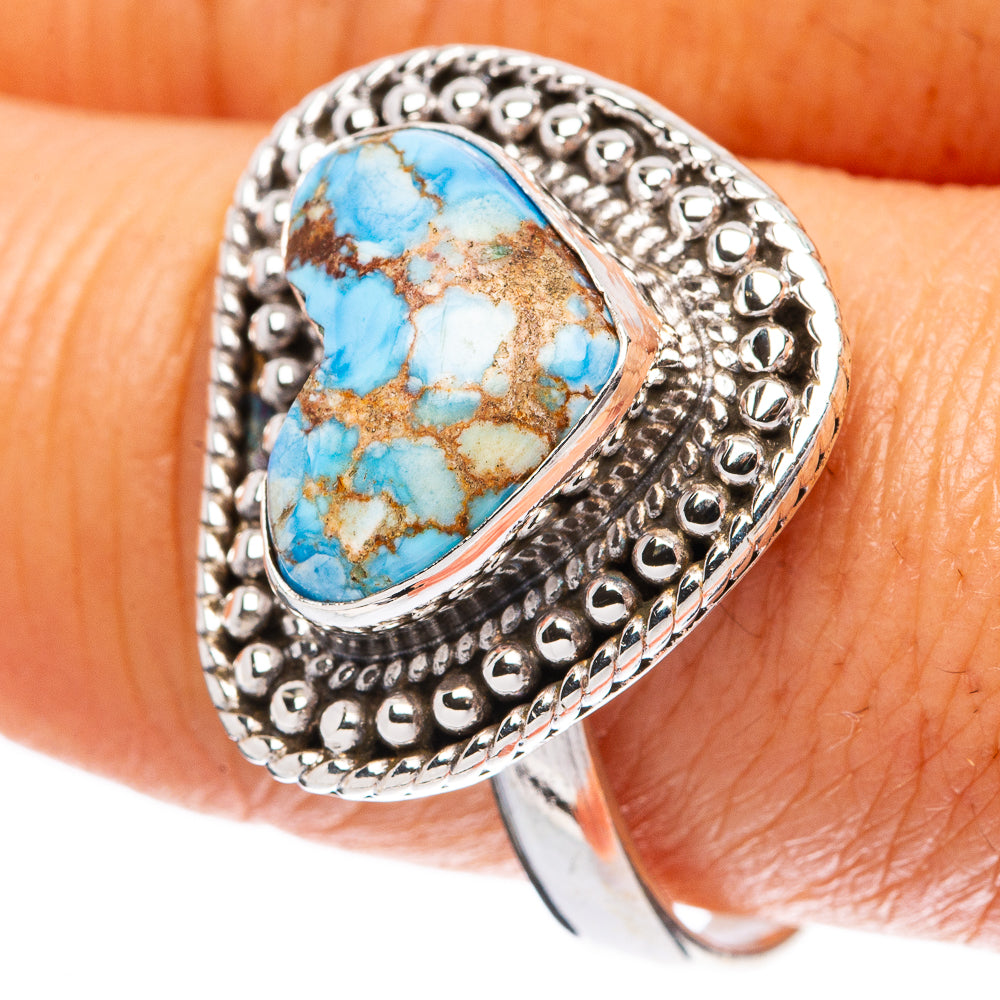 Rare Golden Hills Turquoise Heart Ring Size 9.75 (925 Sterling Silver) R4262
