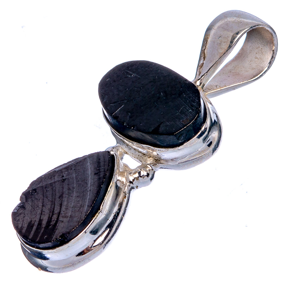 Rare Shungite Pendant 1 1/4" (925 Sterling Silver) P40404