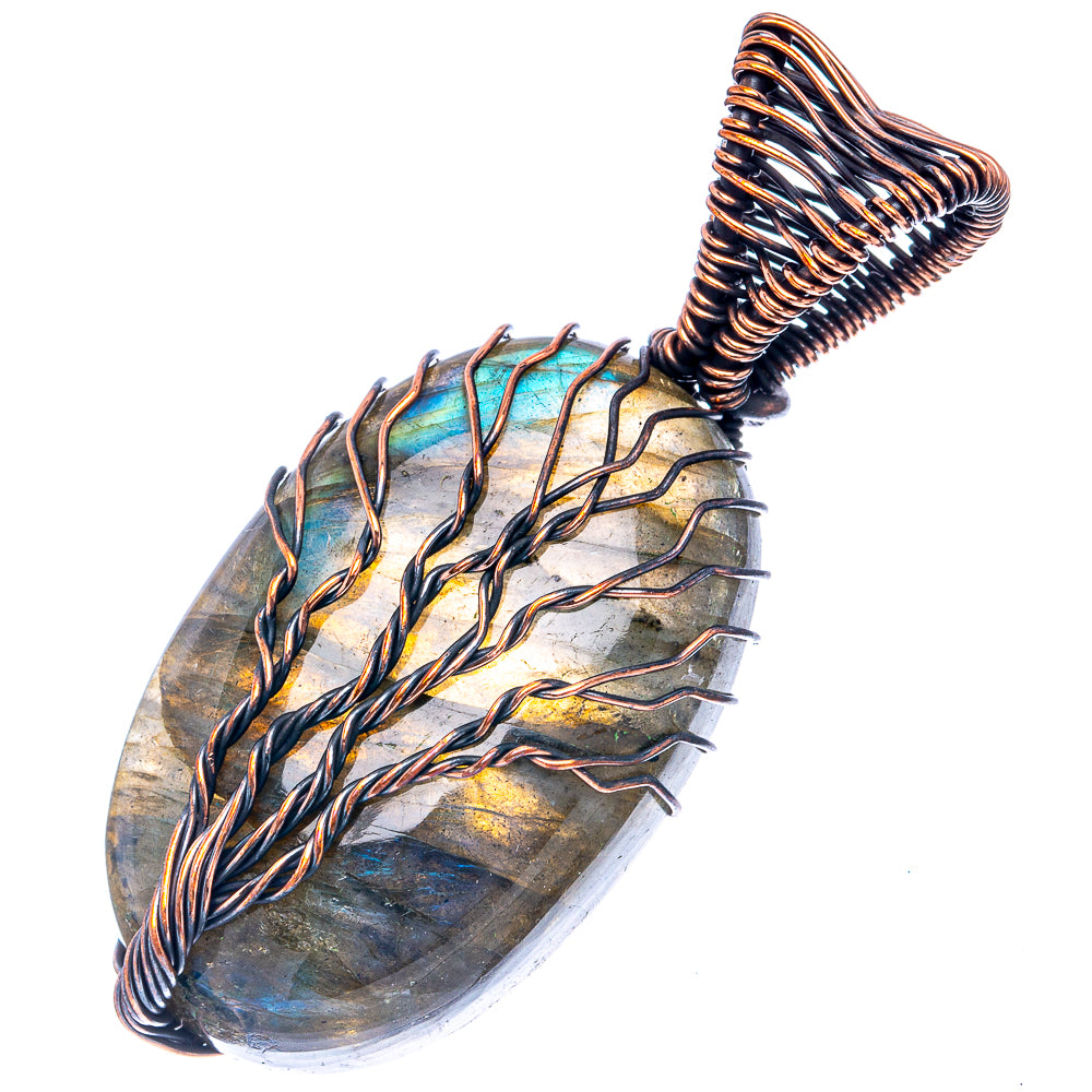 Labradorite Tree of Life Pendant 2" (Oxidized Copper)
