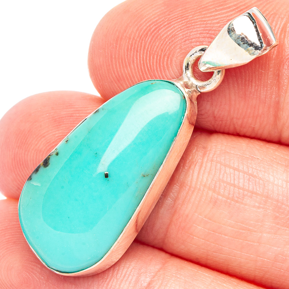 Rare Kingman Turquoise Pendant 1 3/8" (925 Sterling Silver) P44700
