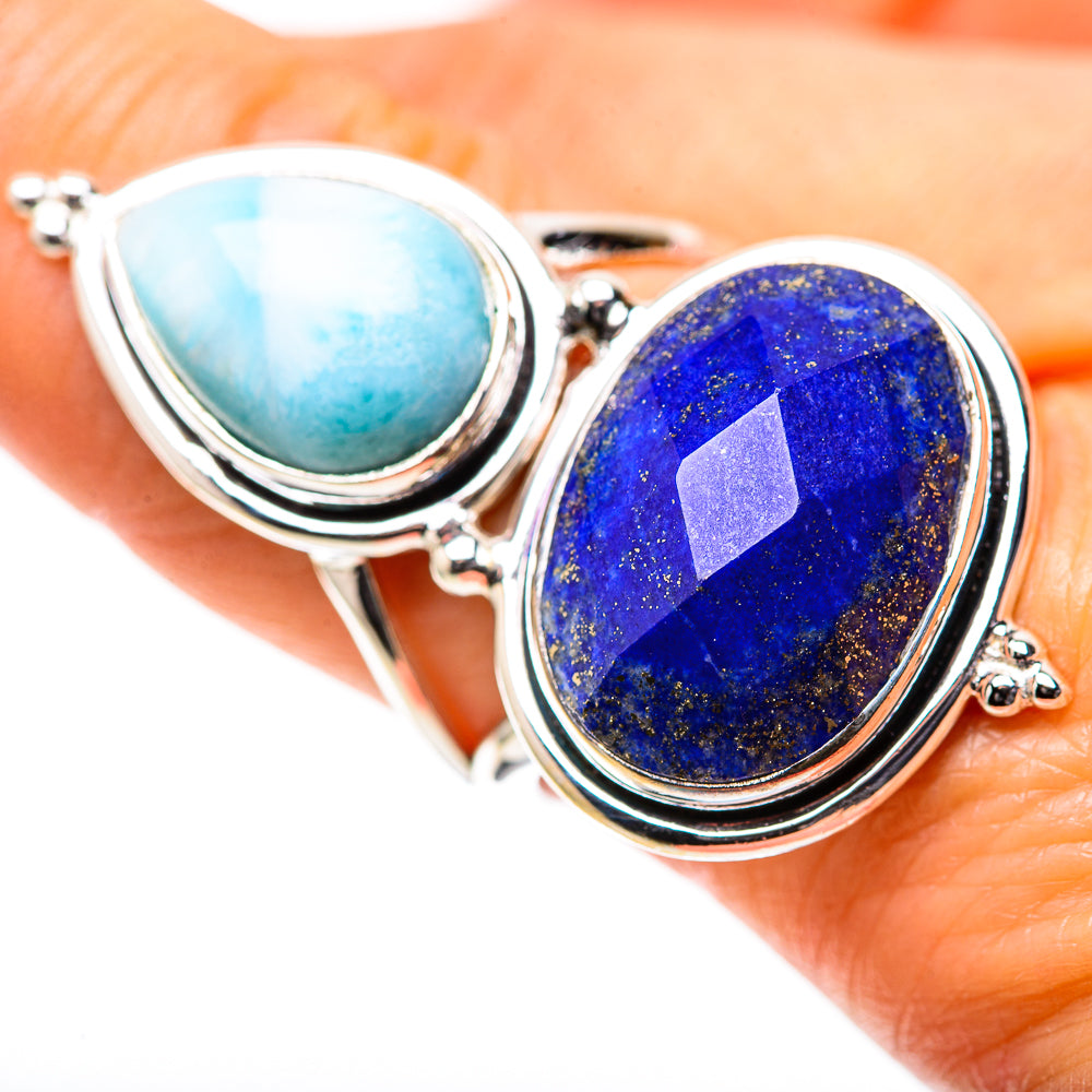 Large Lapis Lazuli, Larimar Ring Size 8.5 (925 Sterling Silver) RING138895