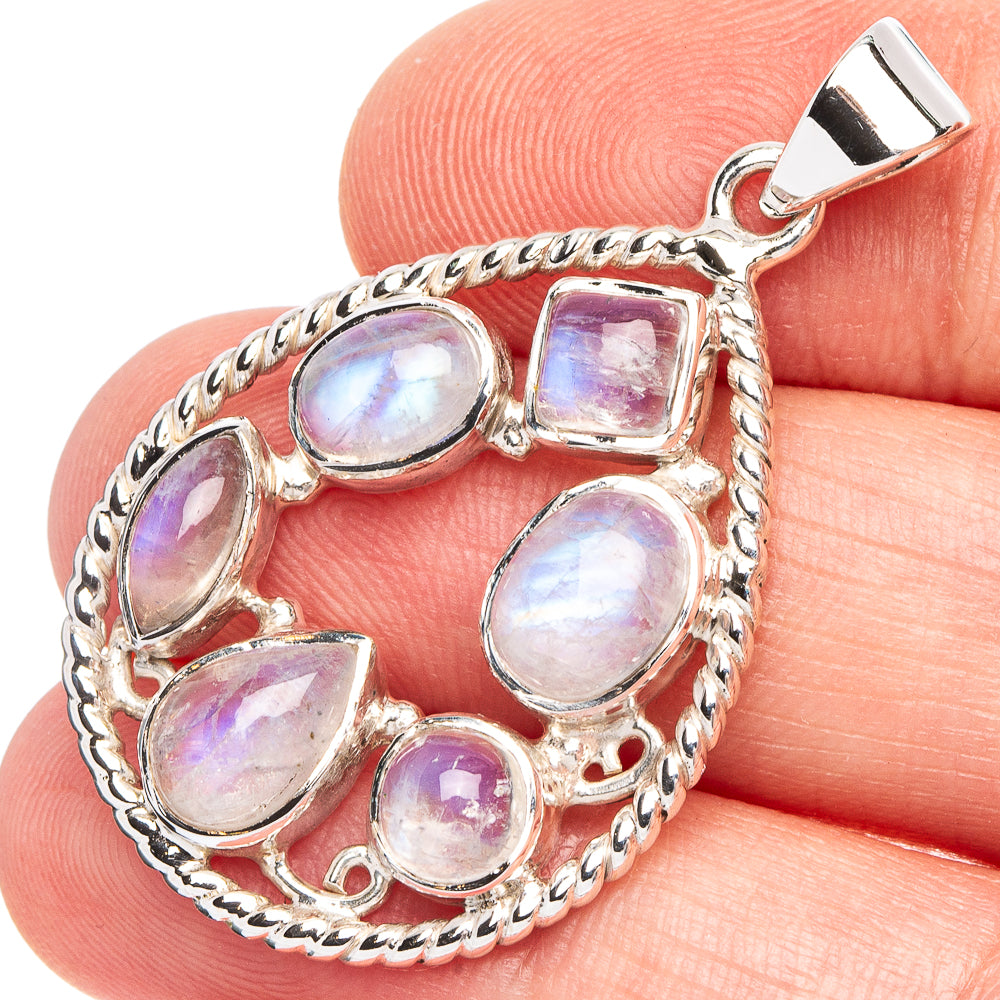 Rainbow Moonstone 925 Sterling Silver Premium Pendants 1 5/8" (925 Sterling Silver) P43701