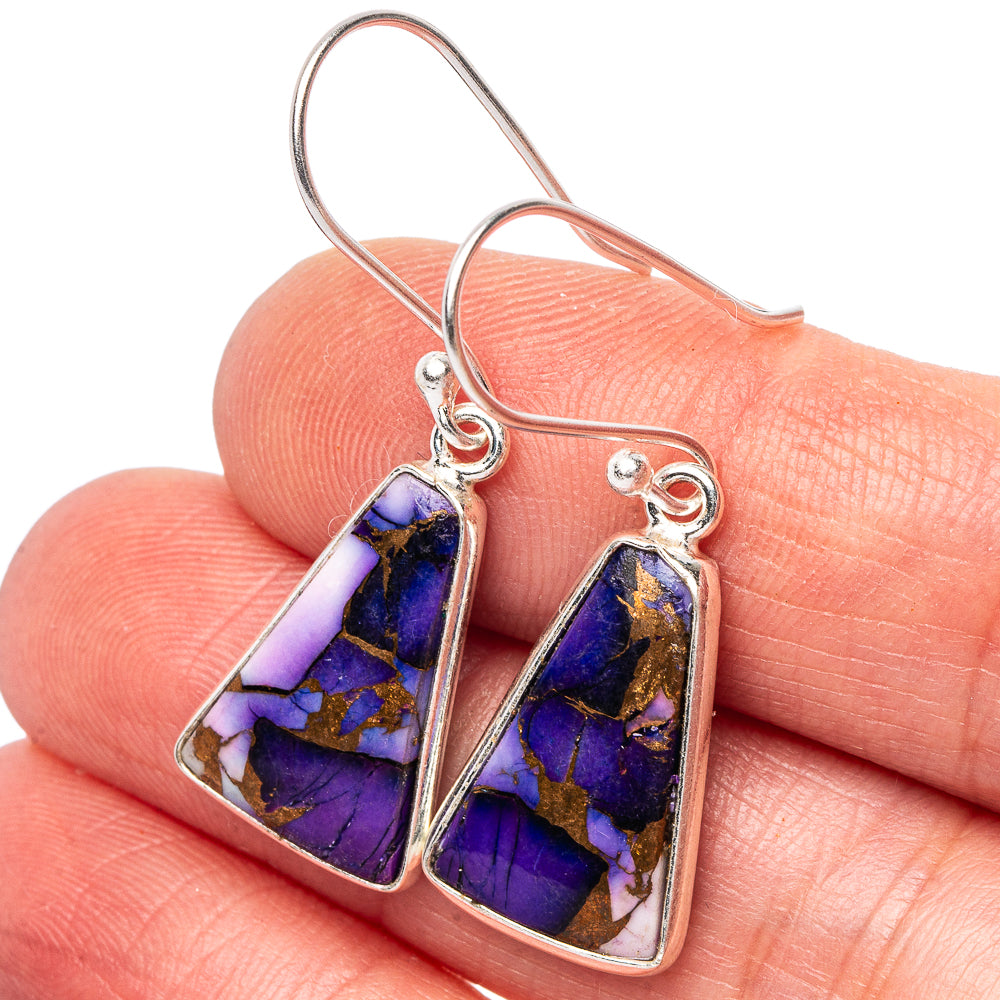 Purple Dahlia Mohave Turquoise Earrings 1 3/8" (.925 Sterling Silver)