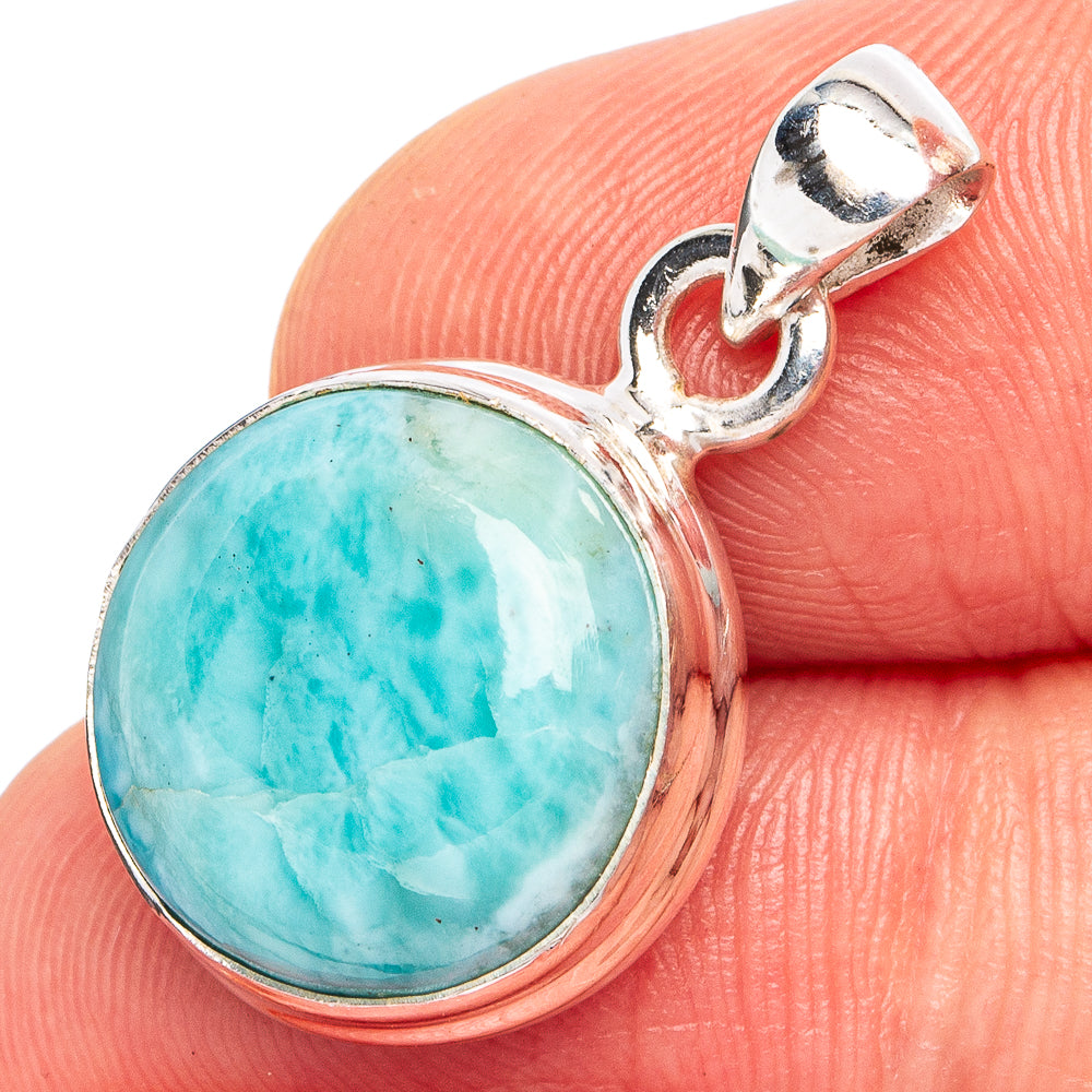 Rare Larimar Pendant 1" (.925 Sterling Silver)
