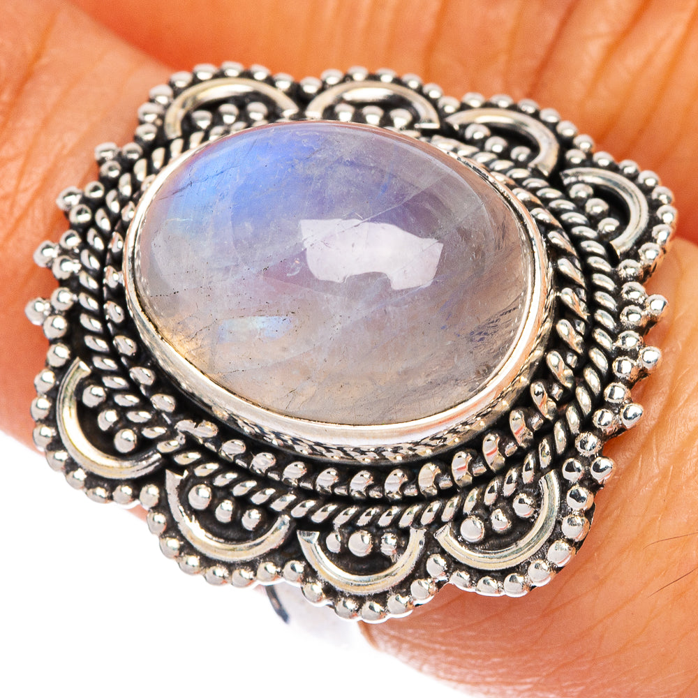 Rainbow Moonstone Ring Size 7 (925 Sterling Silver) R1328