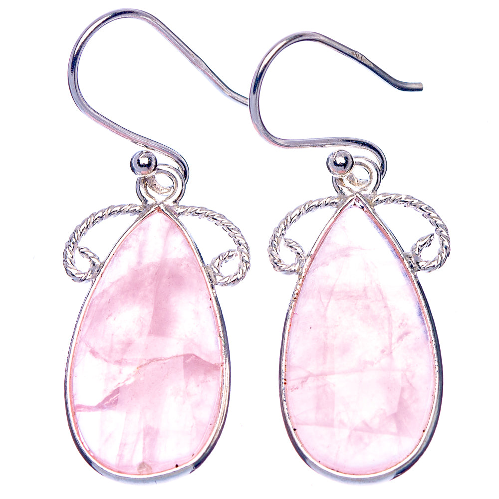Rose Quartz Earrings 1 1/2" (925 Sterling Silver) E1716