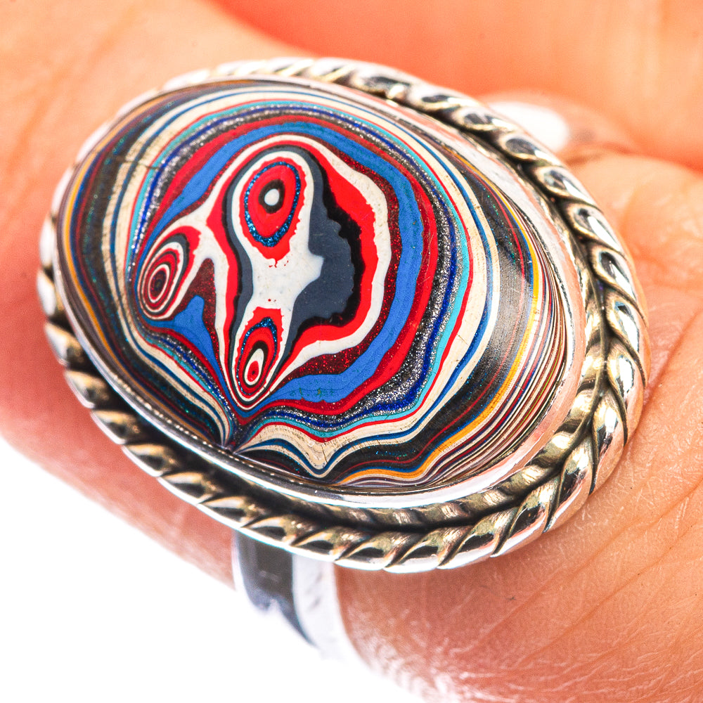 Rainbow Calsilica 925 Sterling Silver Ring Size 6