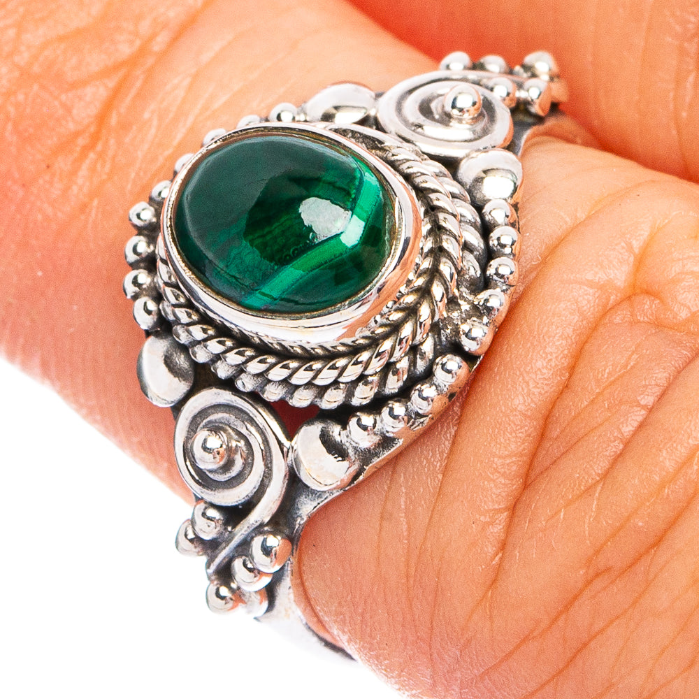 Dainty Malachite Ring Size 6 (925 Sterling Silver) R8717