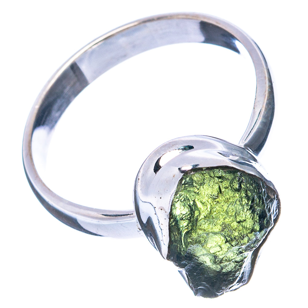 Rare Raw Moldavite Ring Size 7.25 (.925 Sterling Silver)