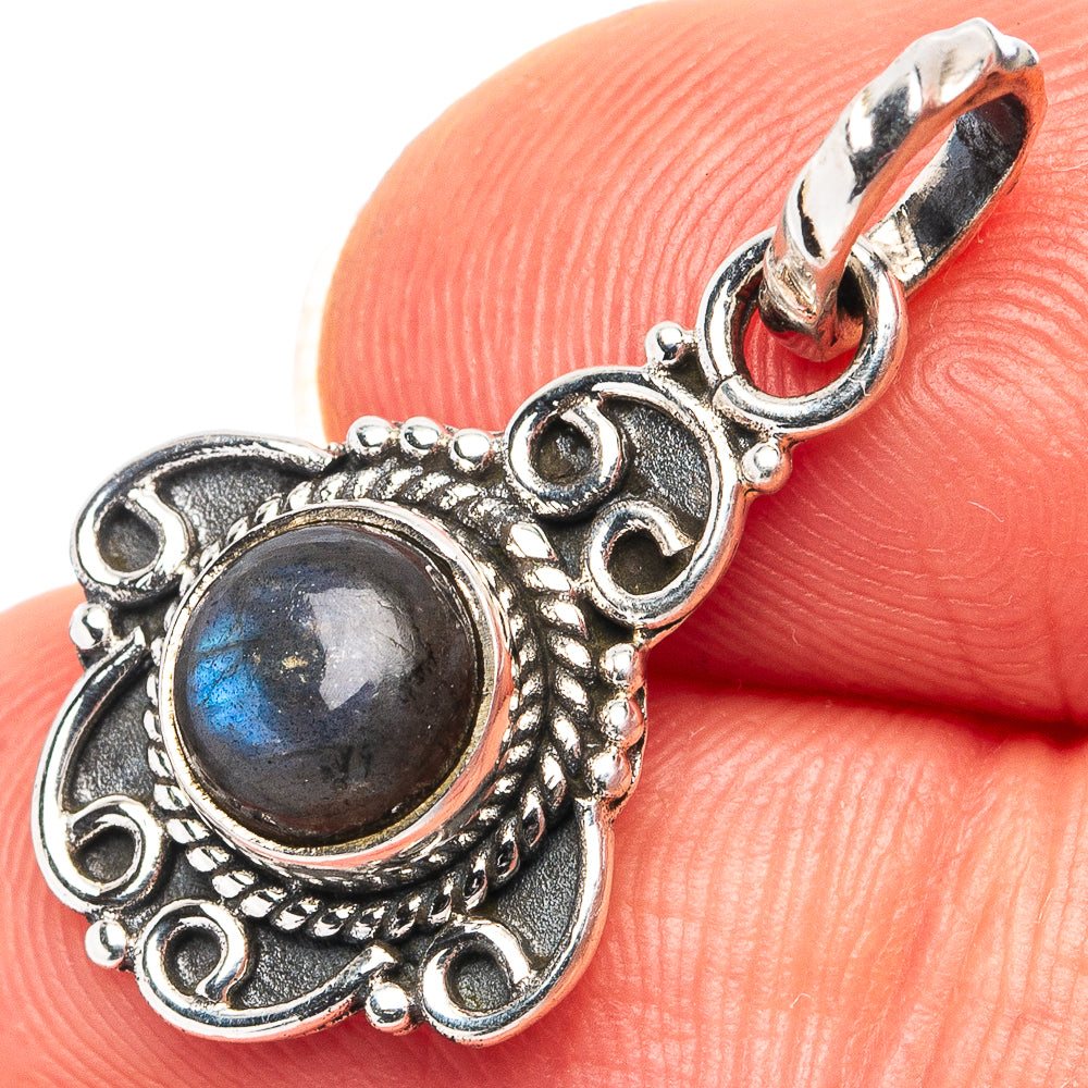 Labradorite Dainty Pendant 1 1/8" (.925 Sterling Silver)