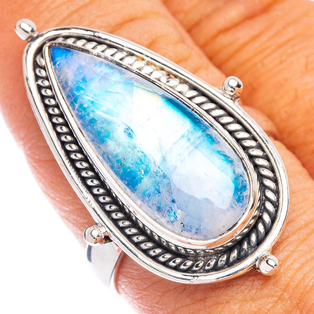 Blue Moonstone Ring Size 8.5 (925 Sterling Silver) R7432