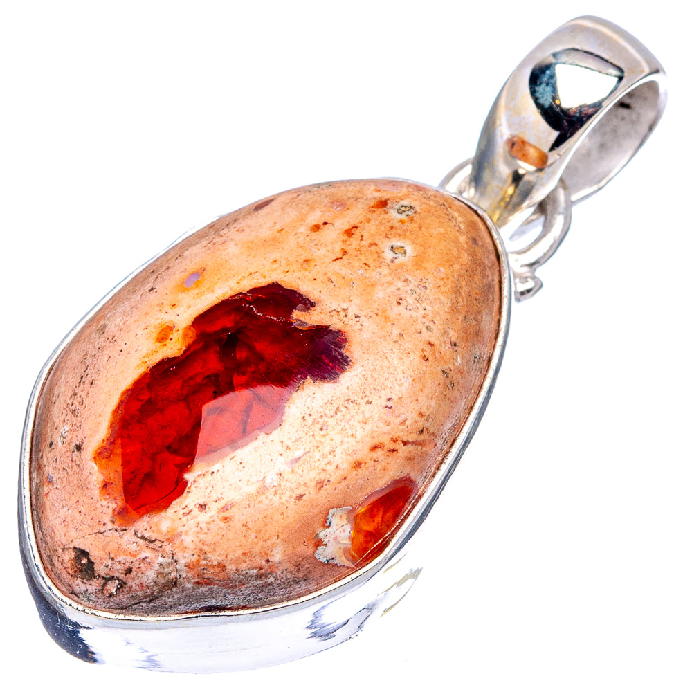 Mexican Fire Opal Pendant 1 3/8" (.925 Sterling Silver)